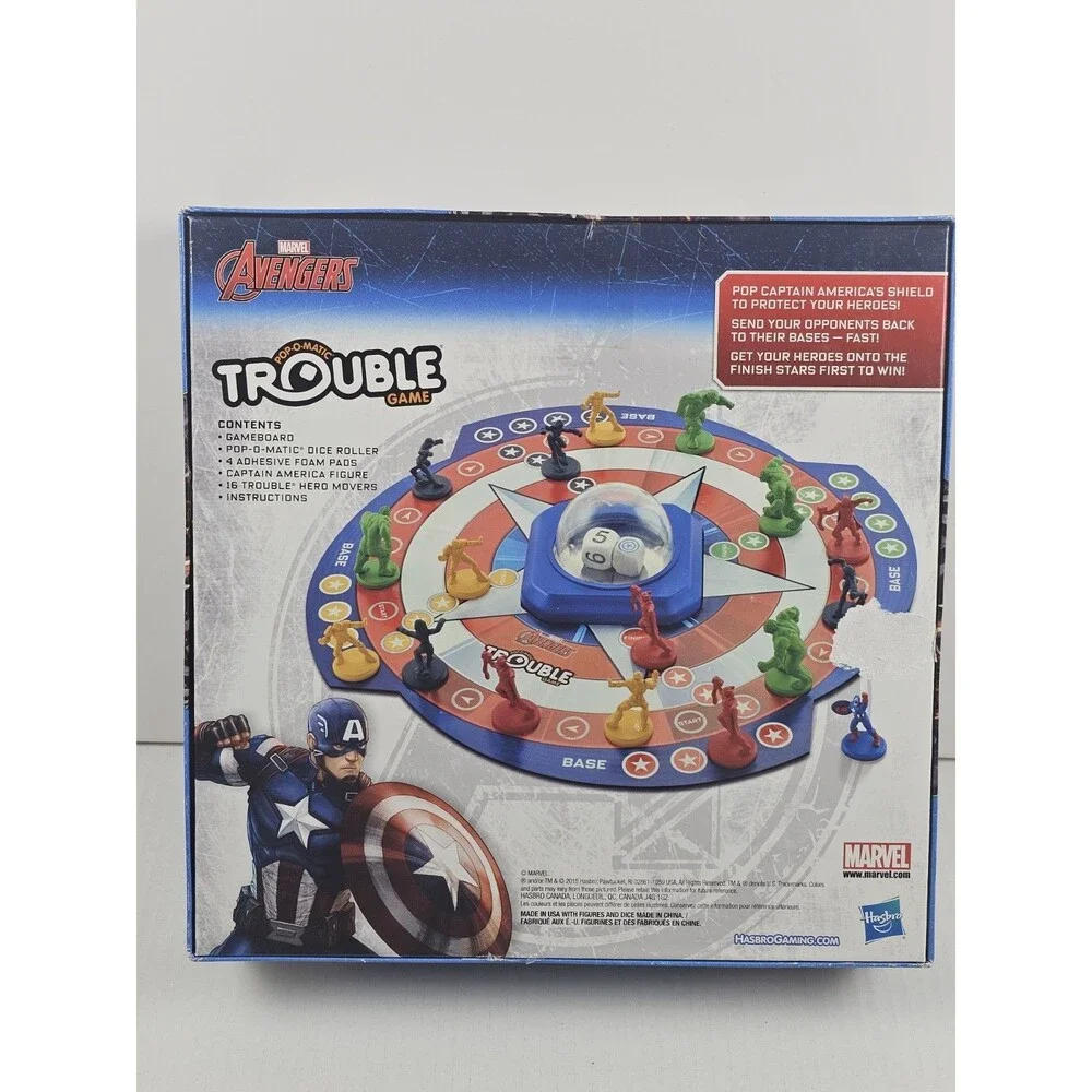 Marvel Avengers TROUBLE Board game by Hasbro Gaming COMPLETE All Pieces & Parts
